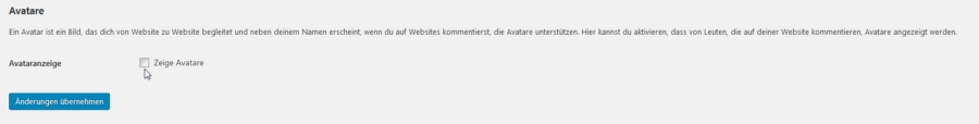 Avatare ausschalten im WordPress